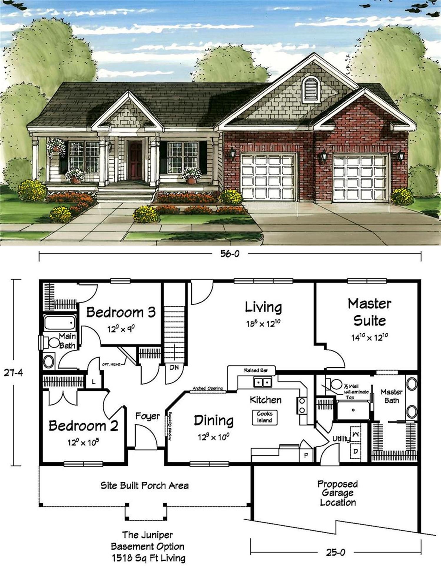 small ranch style house plans with open floor plan 4