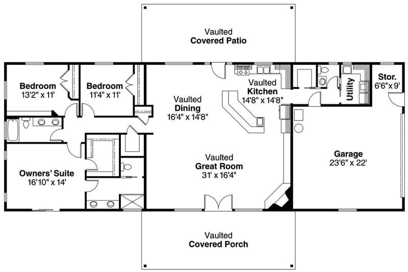small ranch style house plans with open floor plan 5