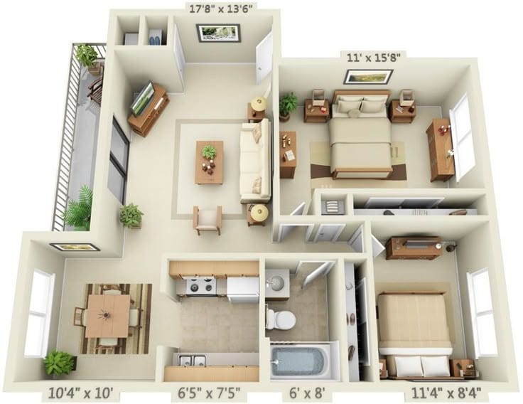 The Essential Guide to Beautiful and Practical 2 Bedroom 1 Bathroom Layouts 4