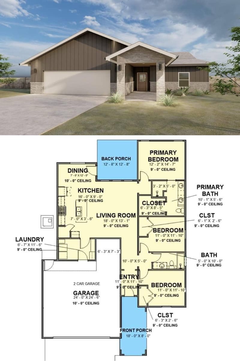 three bedroom ranch floor plans 1
