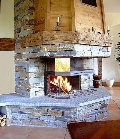three sided wood burning fireplace 4