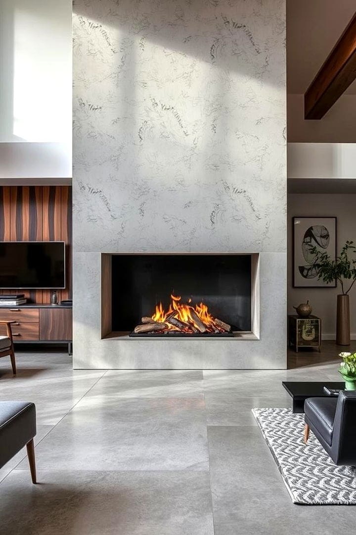 three sided wood burning fireplace 5