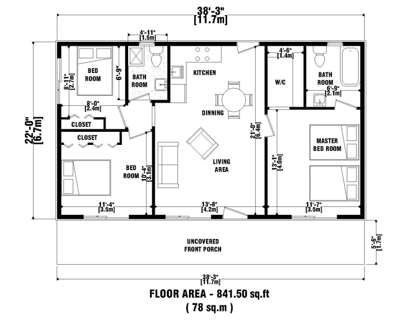 tiny home plans with 3 bedrooms 2