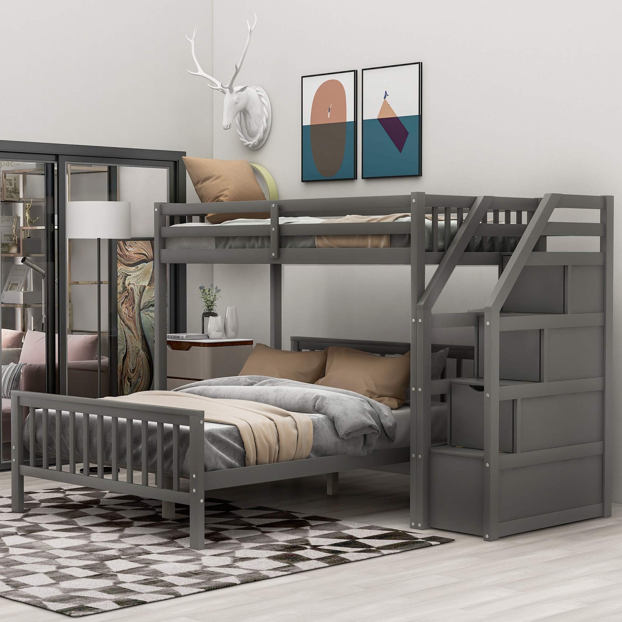 twin over full bunk bed with storage 3