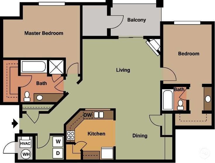 two bedroom 2 bathroom house plans 2