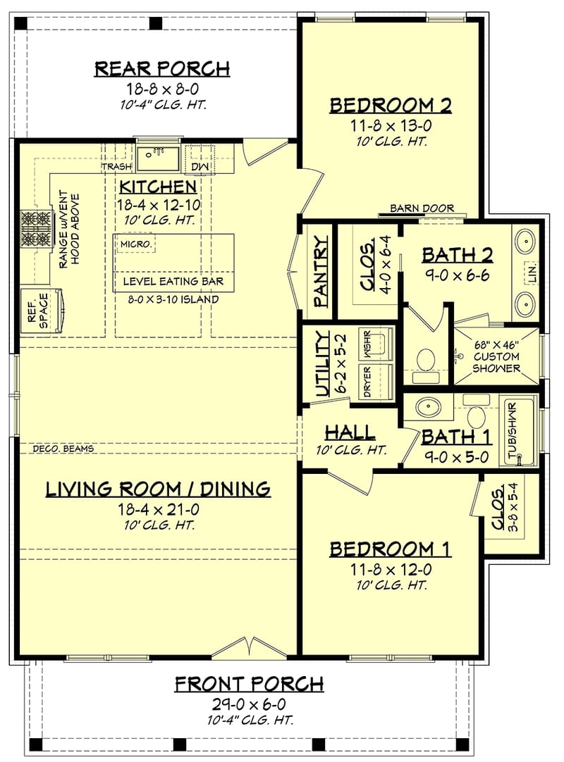 two bedroom 2 bathroom house plans 4