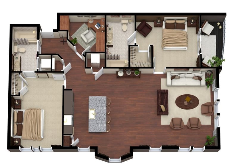 two bedroom condo floor plans 2