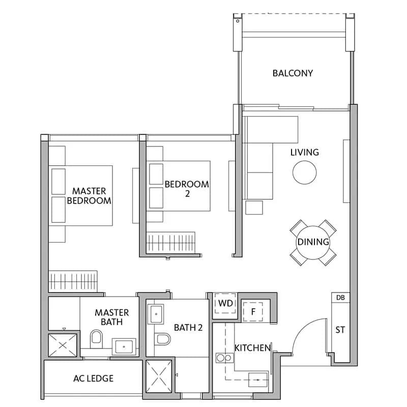 two bedroom condo floor plans 5