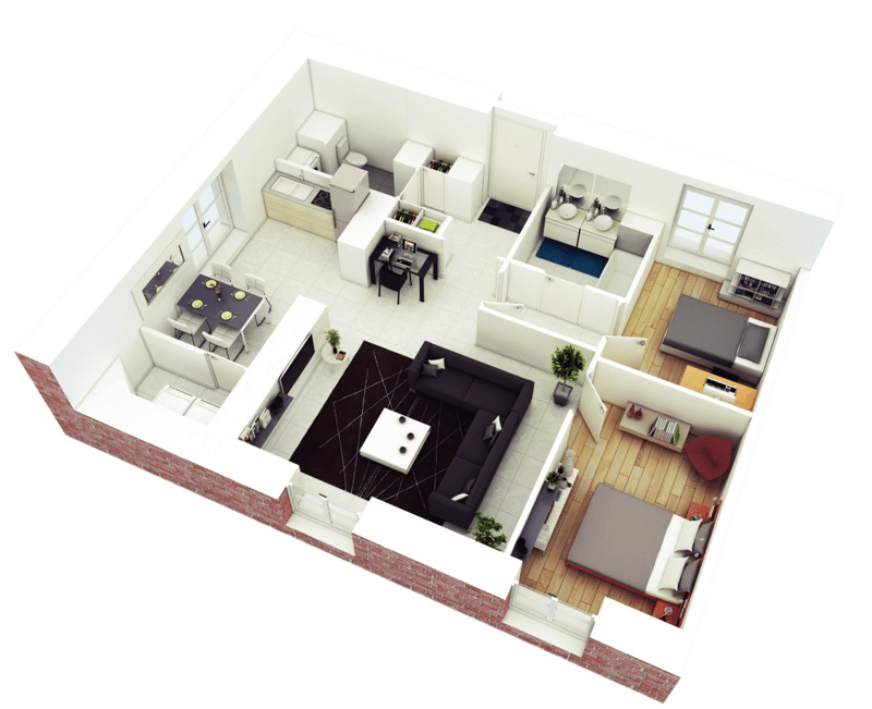 two bedroom home floor plans 3