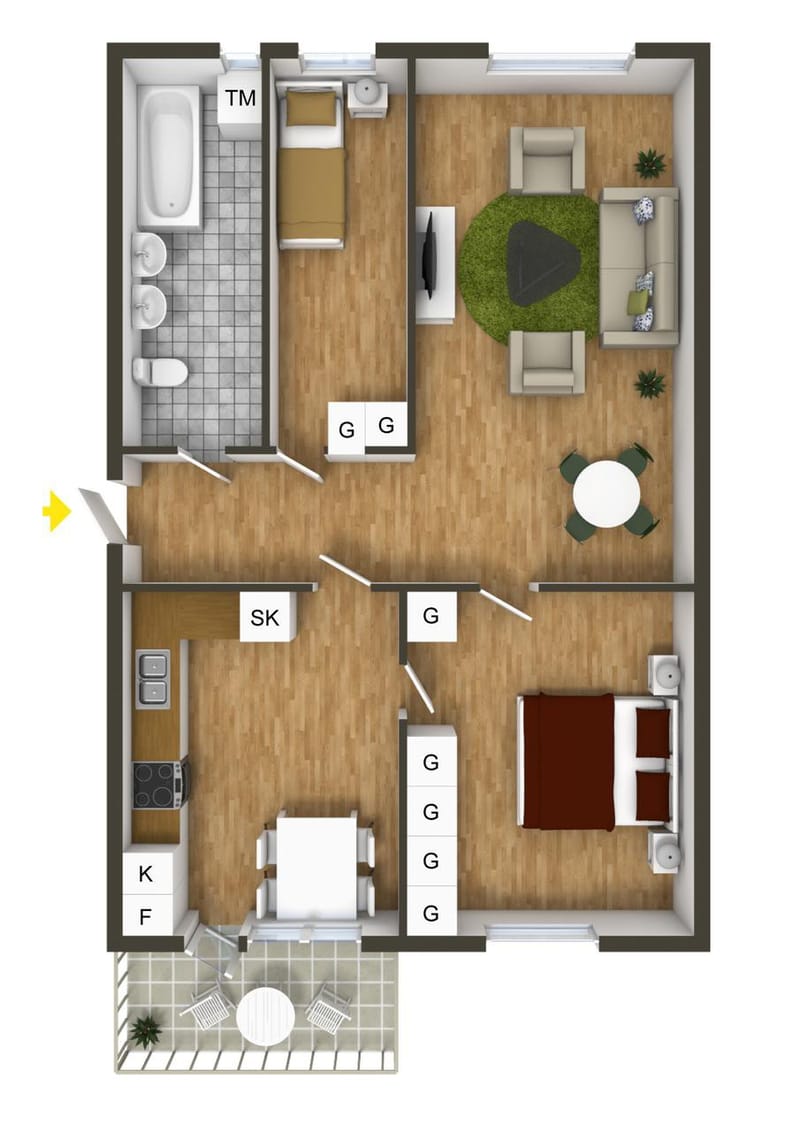 two bedroom home floor plans 4