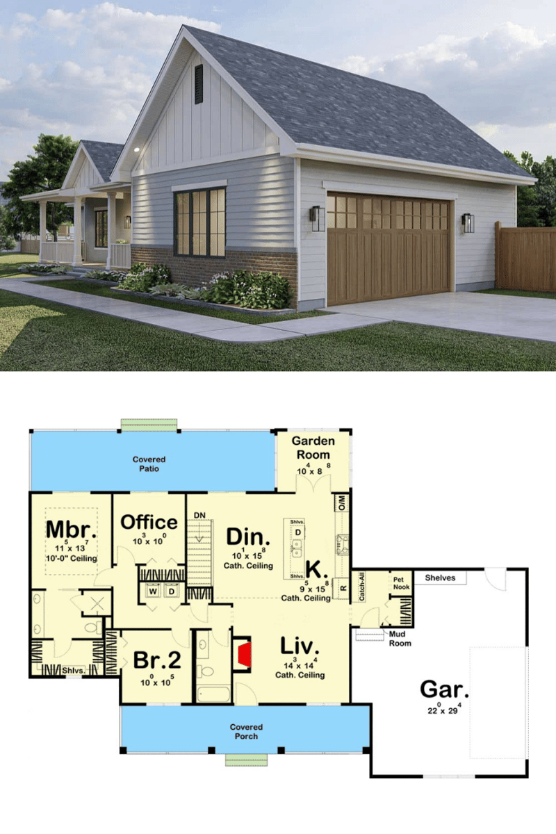 two bedroom house plans with garage 5