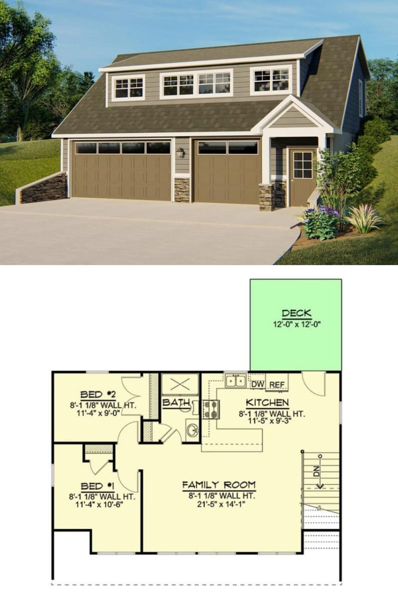 two bedroom house plans with garage 5