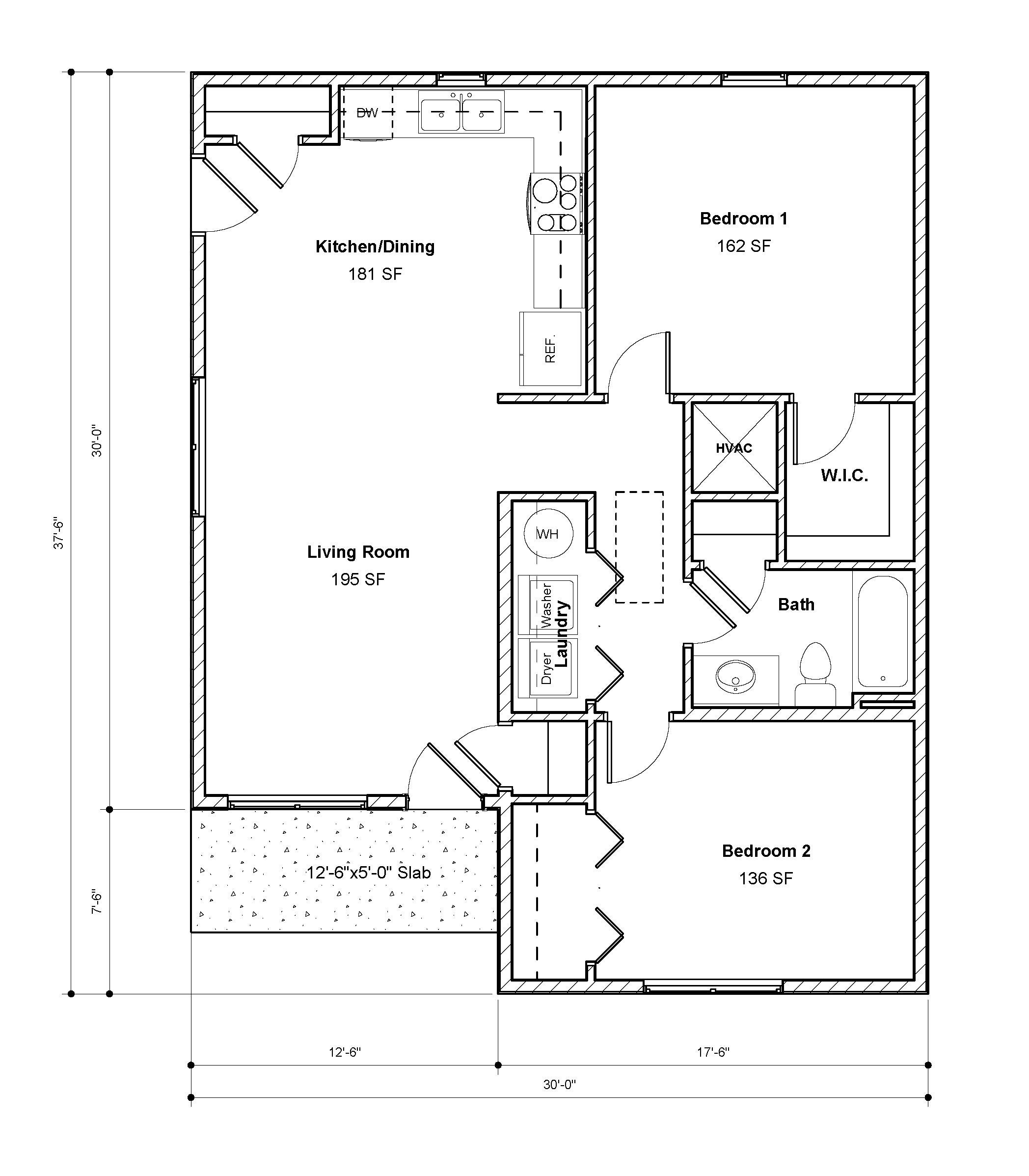 two bedroom one bath floor plans 5