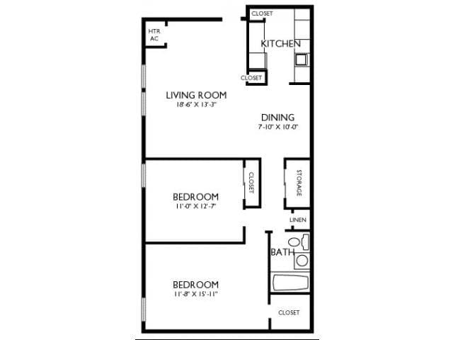 two bedroom one bath floor plans 2