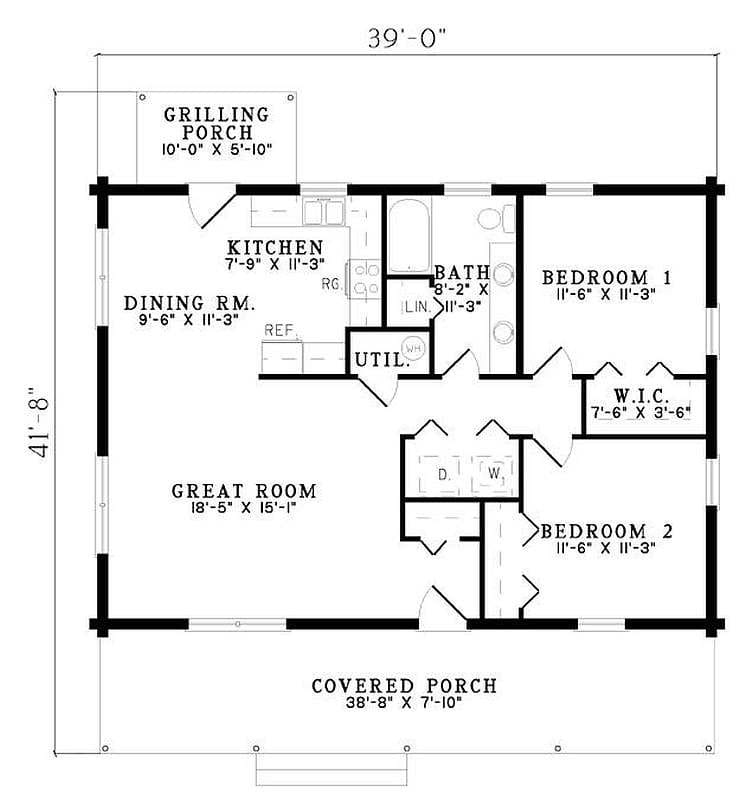 two bedroom one bath house plans 3