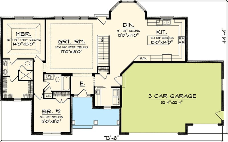 two bedroom ranch floor plans 2