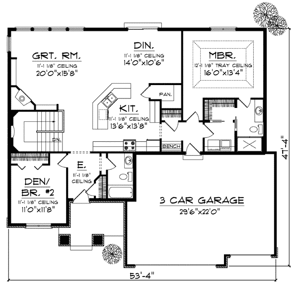two bedroom ranch floor plans 3