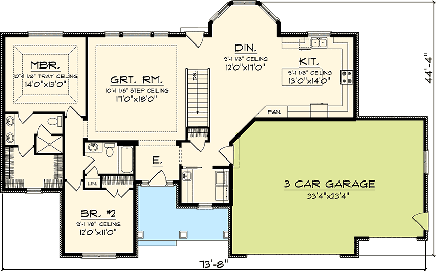 two bedroom ranch floor plans 2