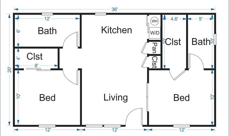 two bedroom tiny house floor plans 5