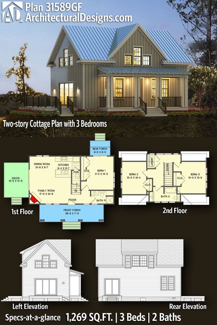 two story cottage house plans 2