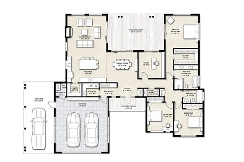 u shaped floor plans with 2 master suites 4