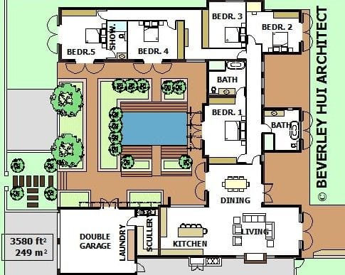 u shaped house designs with pool 4