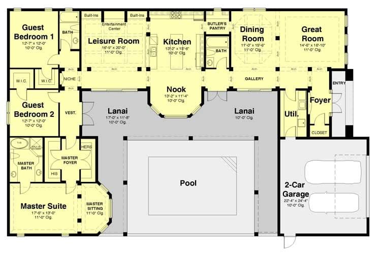 u shaped house designs with pool 5