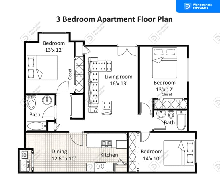 Unlocking the Potential of Your 3 Bedroom Apartment Floor Plan 3