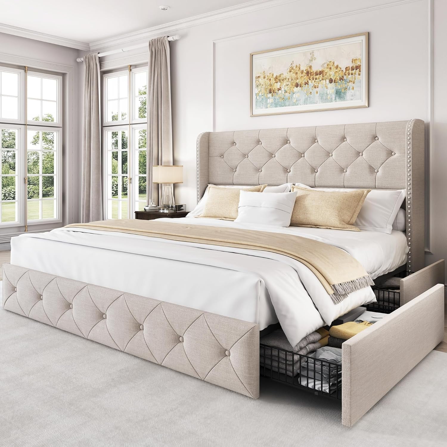 upholstered queen bed with storage 2