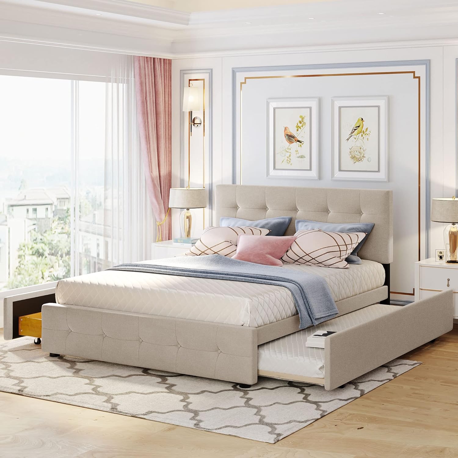 upholstered queen bed with storage 1
