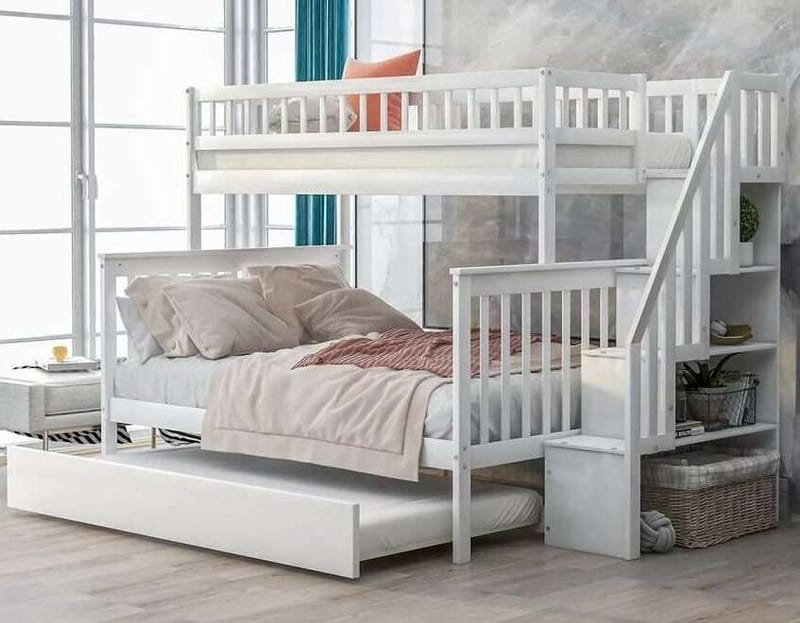 white bunk bed with trundle 5