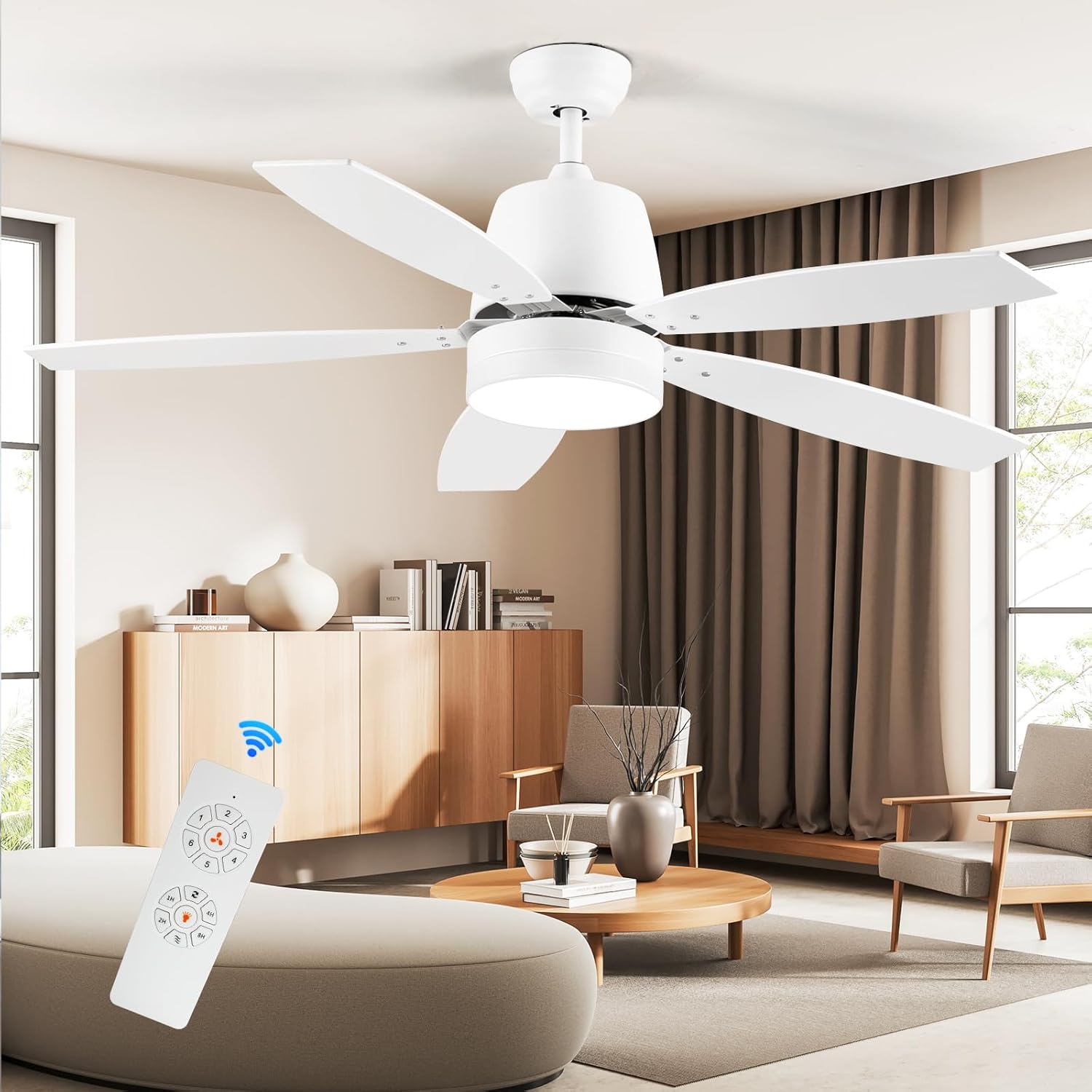 white ceiling fan with light for bedroom 3