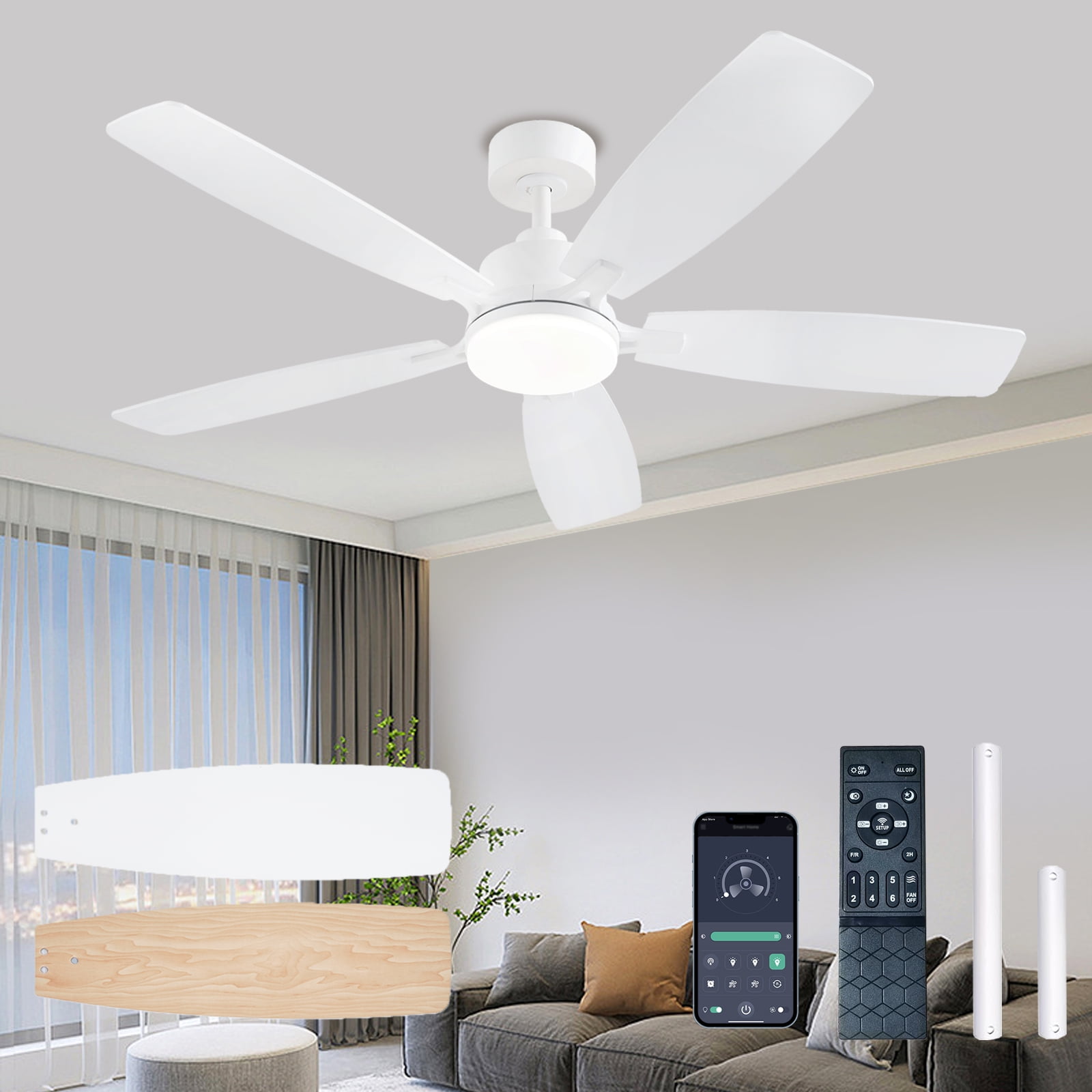 white ceiling fan with light for bedroom 5