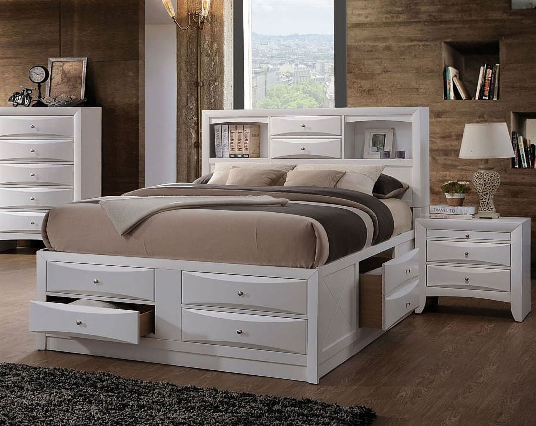 wood bed frame queen with storage 2