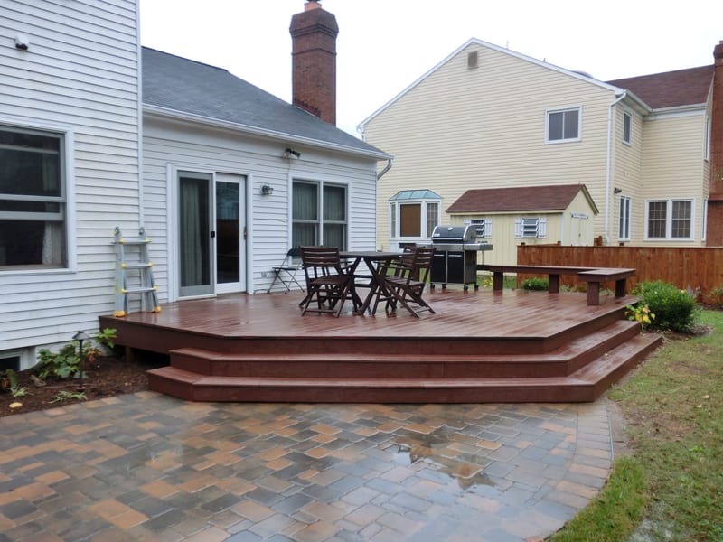 wood deck and stone patio combination 5