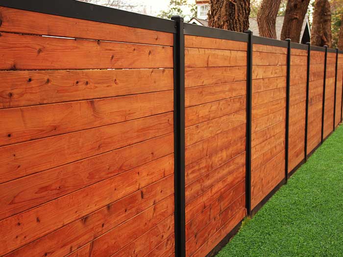 wood fence with steel posts 2