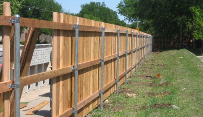 wood fence with steel posts 3