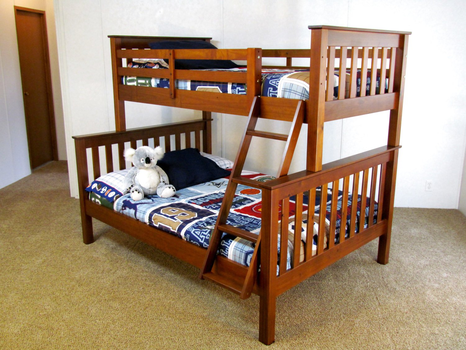 wood frame twin over full bunk bed 2