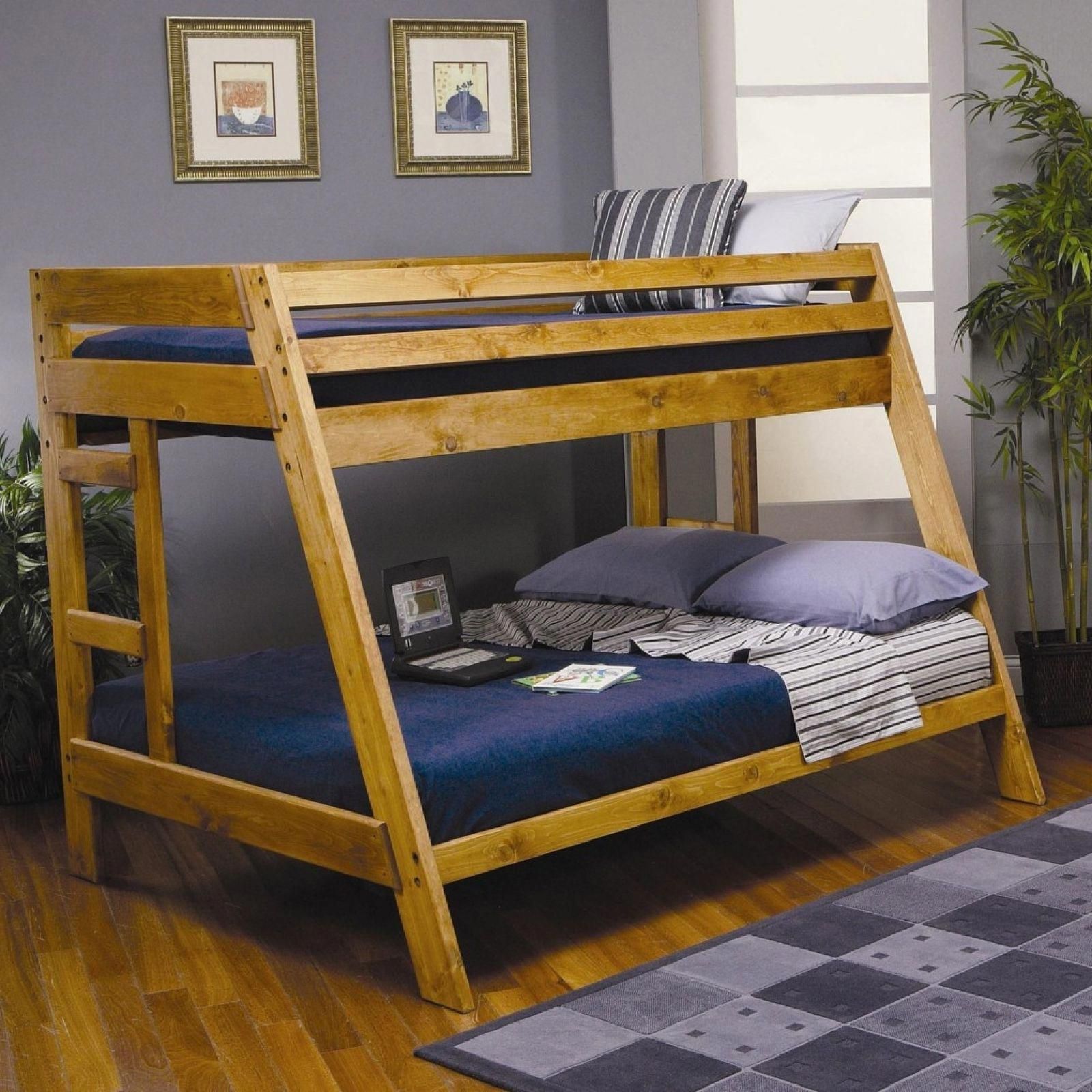 wood frame twin over full bunk bed 5