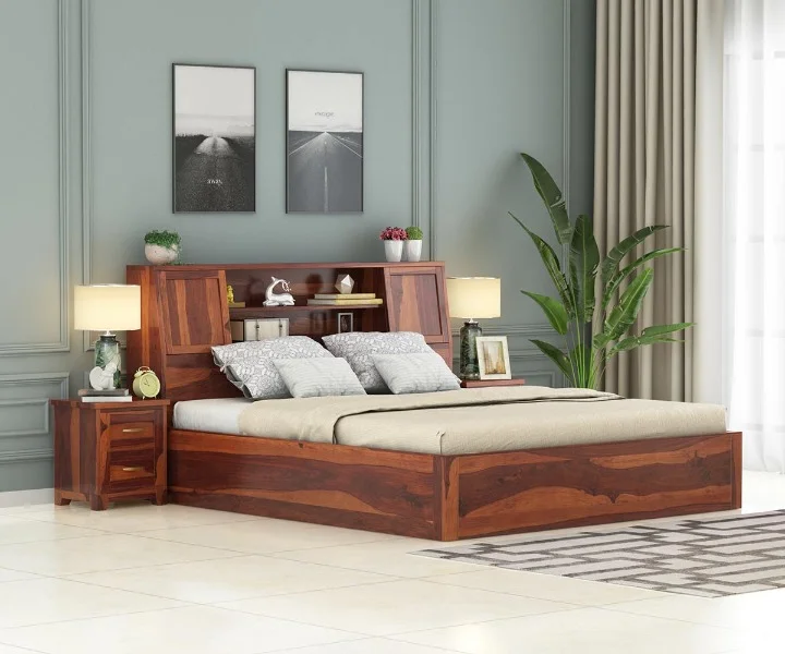 wooden king size bed with storage 3