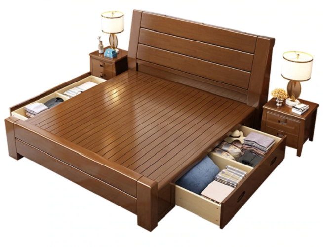 wooden king size bed with storage 4