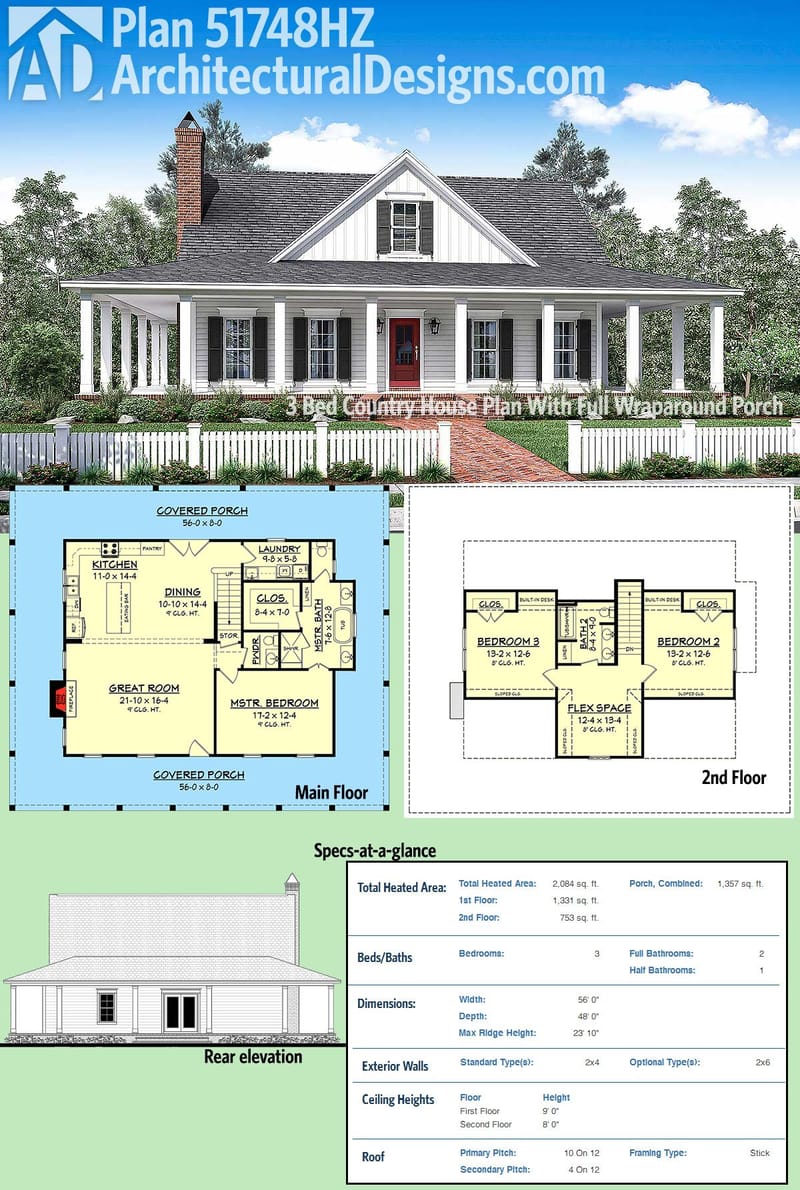 wrap around porch home plans 5