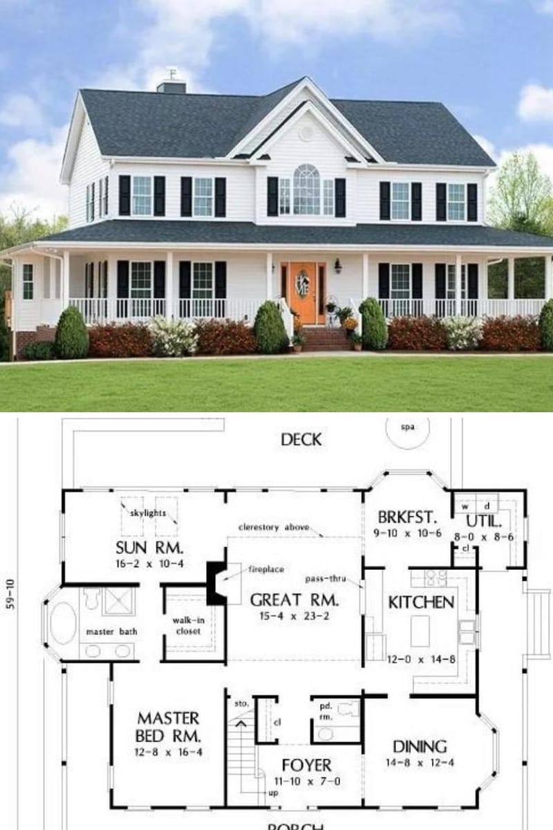 house plans two story 4 bedrooms 3