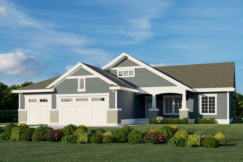 ranch home plans with 3 car garage 4