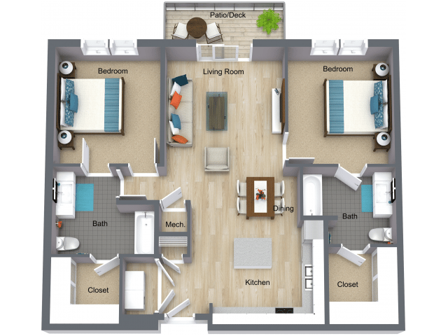 2 bedroom apartment floor plans 2