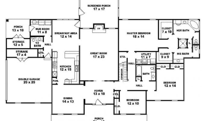 5 bedroom floor plans 1 story 2