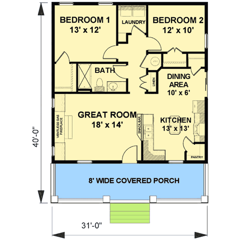 2 bed cottage floor plans