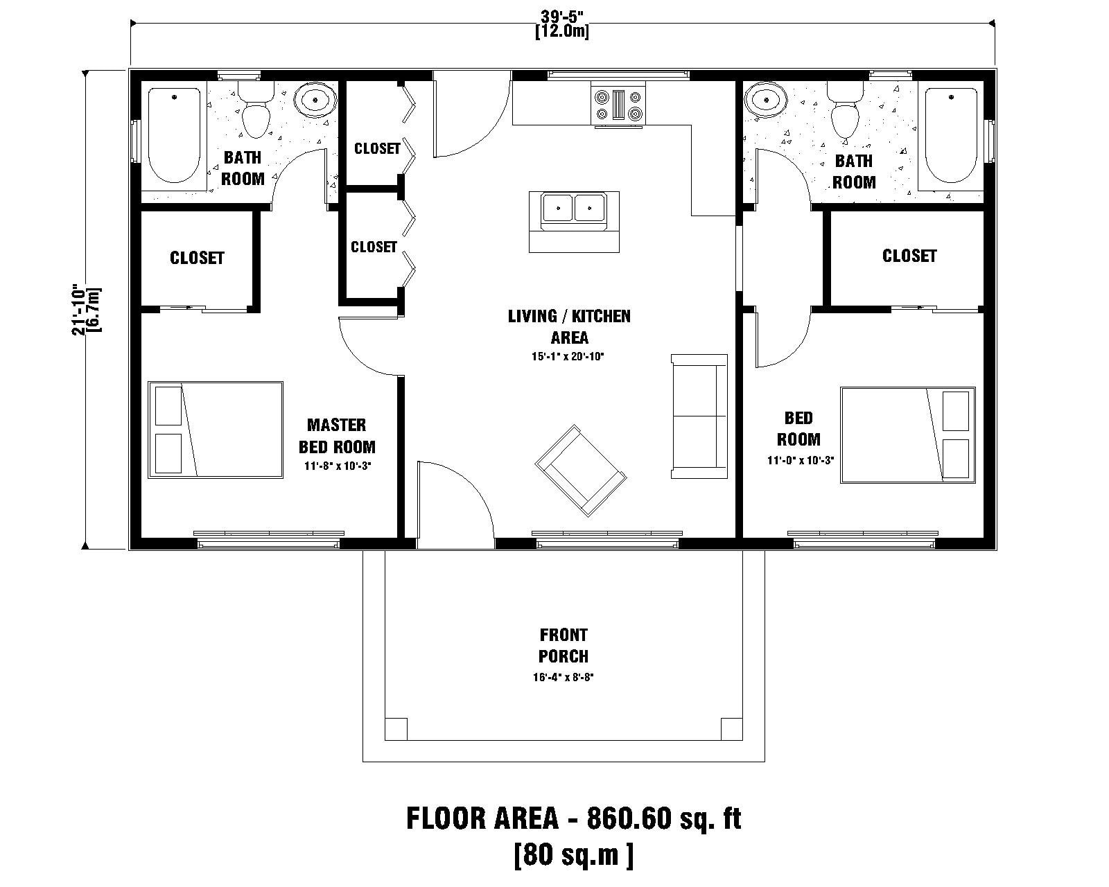 2 bedroom bath house plans