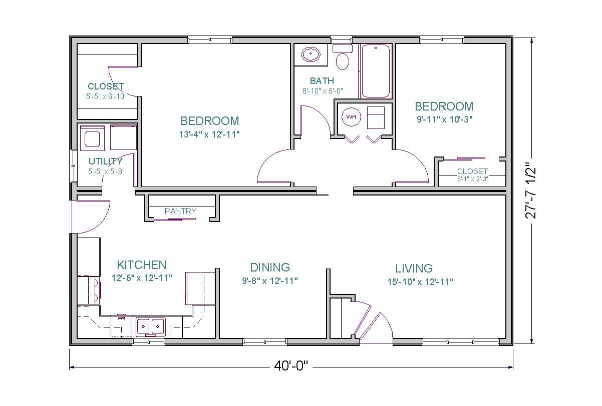 2 bedroom house plans under 1500 sq ft