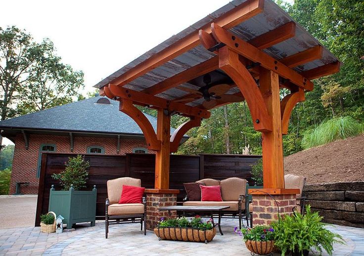 2 post pergola with roof